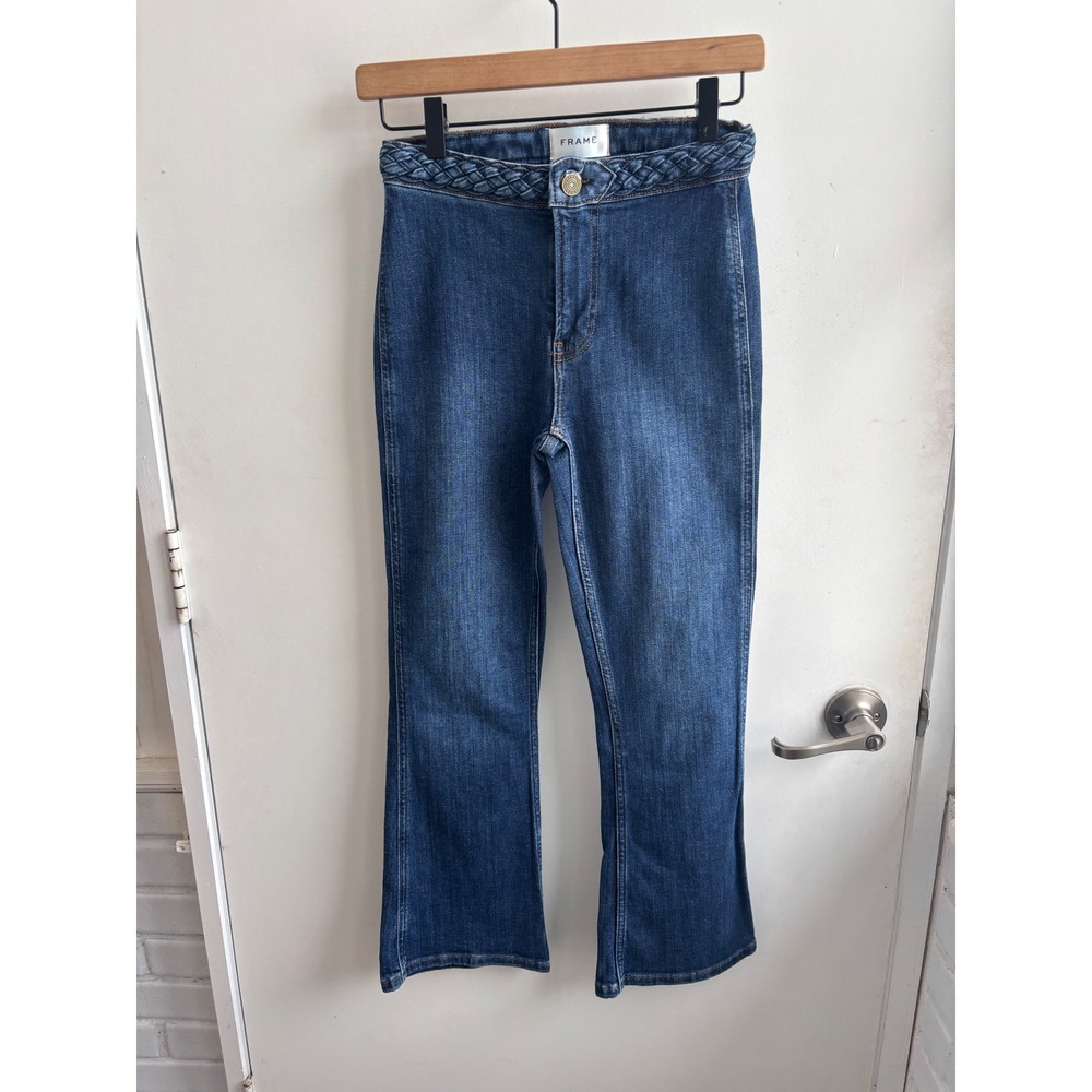 FRAME Denim Braided Flare Jeans‎ 24 boho highrise retro flattering maximalist